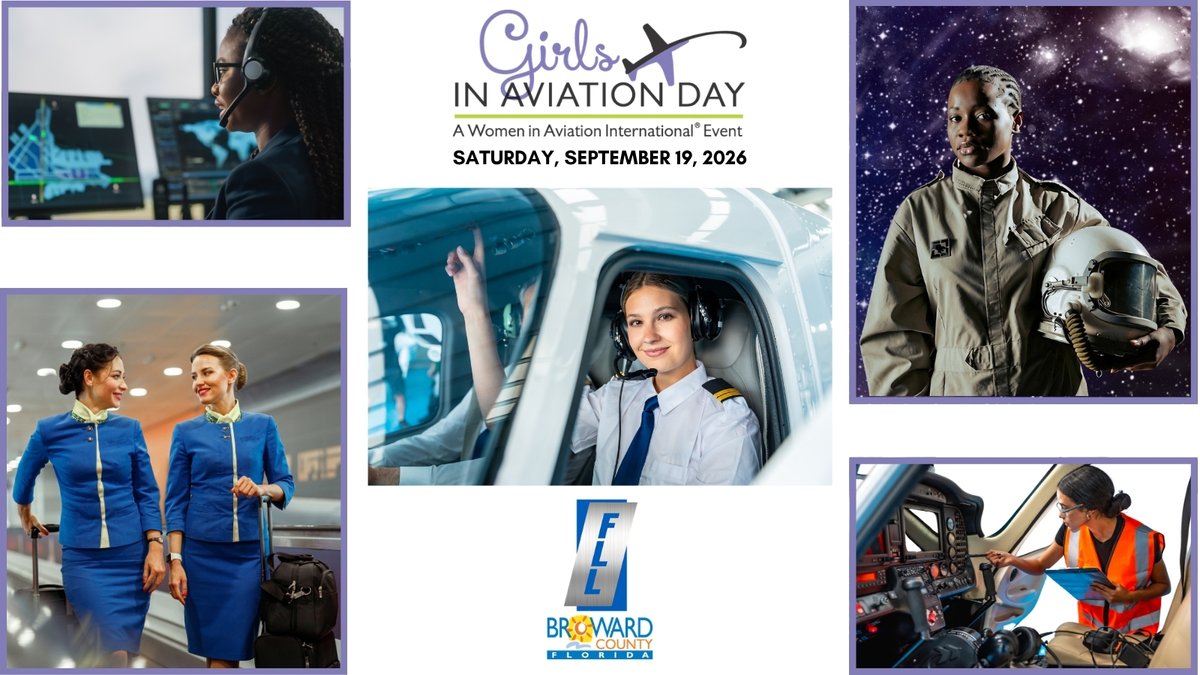 FLLFlyer's tweet photo. Happy 12th Annual #GirlsInAviationDay2026! ✈️ We are excited to celebrate with @WomenInAviation and encourage young girls interested in aviation and aerospace. Given our industry's promising future, #FLL looks forward to supporting these aviators as they continue learning to pursue their goals. #GirlsInAviationDay #AviationInspires #FutureAviators

*FLL is a Service of the Broward County Board of County Commissioners.