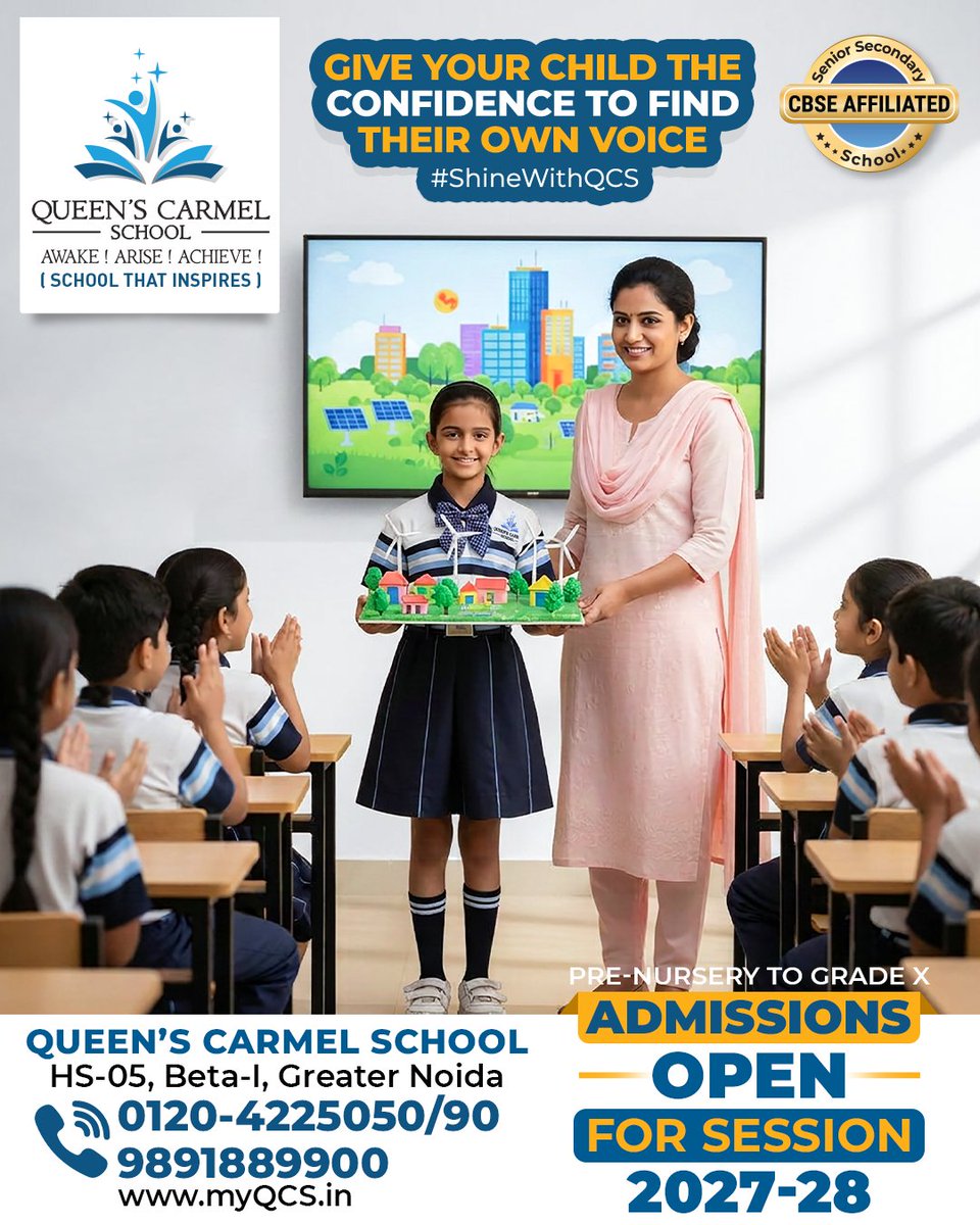 QCSSchool's tweet photo. True education empowers children to express their thoughts, communicate confidently, and stand up for what they believe in. At QCS, we encourage students to participate, communicate, and grow beyond their comfort zones.
#ConfidenceBuilding #AdmissionOpen #QCS #School #CBSE https://t.co/53HzhZYKKX