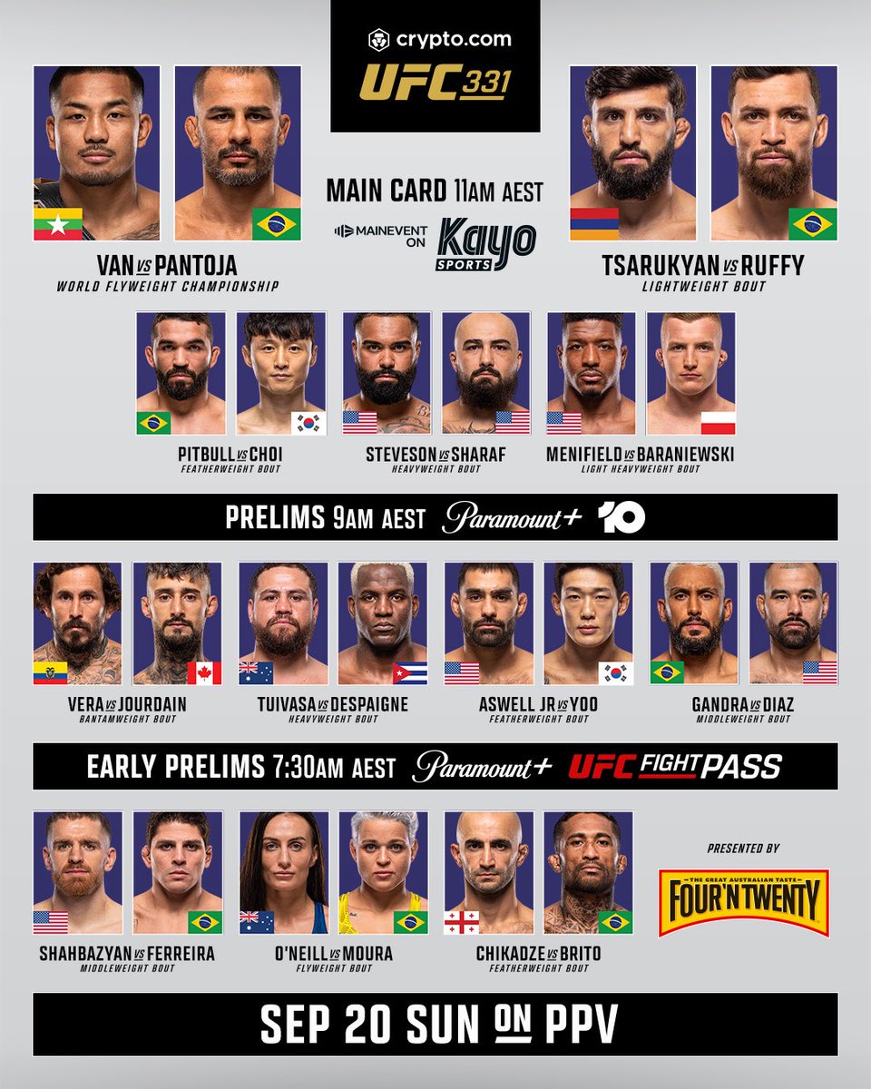 FightsMemory's tweet photo. 明日 #UFC331 試合順！

アーリープレリム:午前6時30分〜
プレリム:午前8時〜
メインカード:午前10時〜

大会終了まで固定ポストにします📝
※全て日本時間 https://t.co/64FsWUYOa5