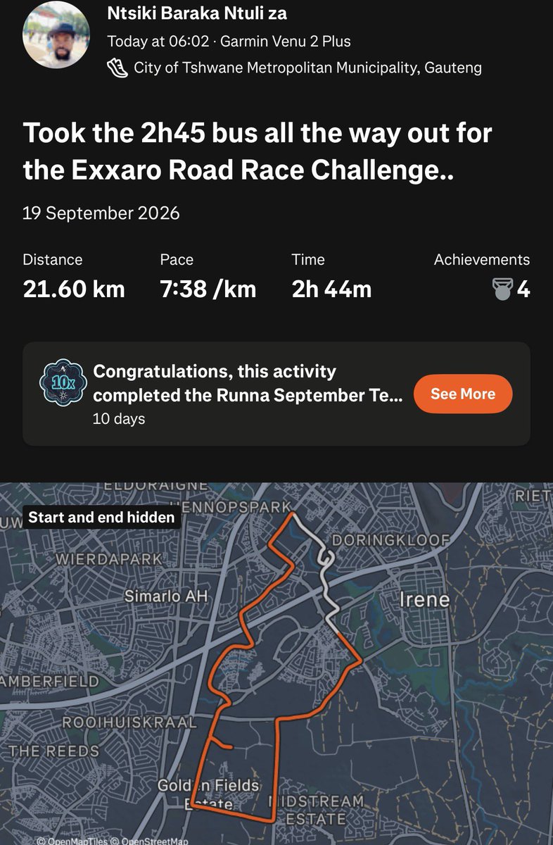 _NtsikiBaraka_'s tweet photo. Recovery mode, dope race ππΎββοΈβ
#NOMAGICPILLS.
#NOSECRETDIET.
#NOSHORTCUTS.
#JUSTDEDICATION.
#Comrades2027 #TheUltimateHumanRace #SkaFelaMoya #Comrades27
#healthiswealth #mentalhealthawareness
#LiveLifewithVitality https://t.co/eiWWmTRukR