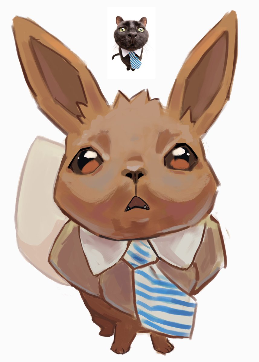 Chufflepop's tweet photo. Eevee getting ready for a job interview https://t.co/GoQmT2EsEx