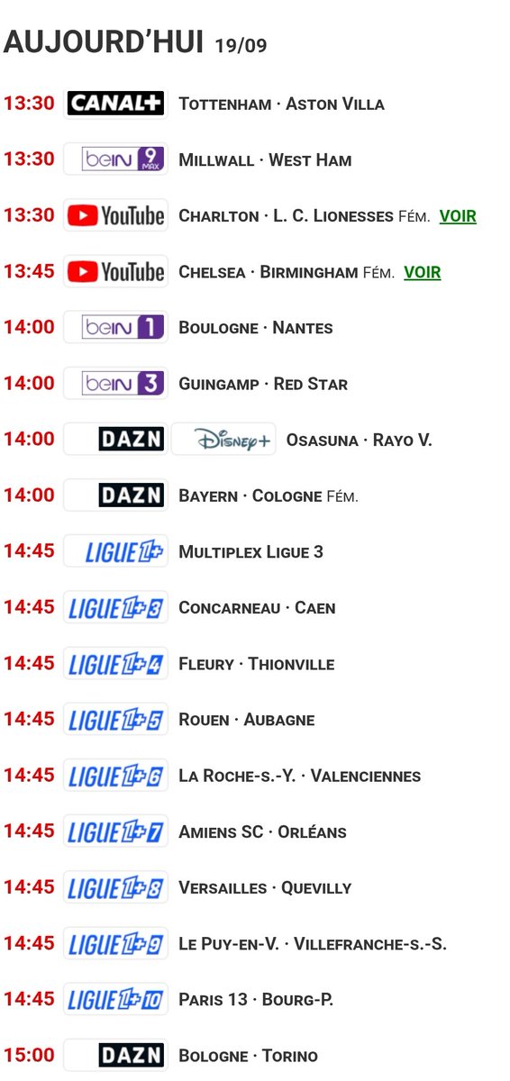 Ch__Palo's tweet photo. Le Programme #FooTv de ce Samedi (19/09/26) �� #TeamOM #Football #Sports #Tv #ProgrammeTV https://t.co/q8hFKIfeQK