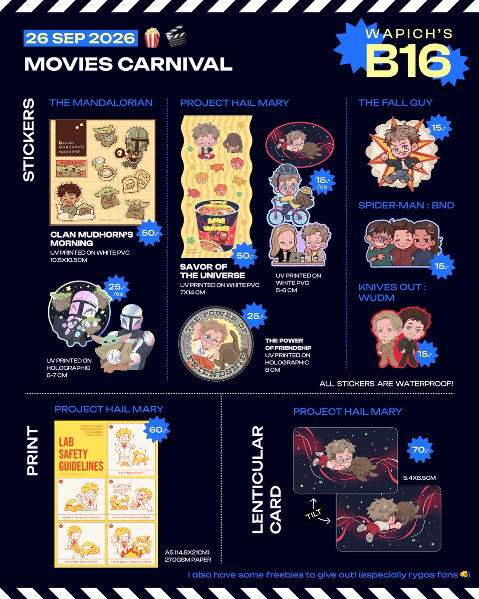 wwapich's tweet photo. 🍿 B16 ใบเมนูเฉพาะส่วนของเราค่ะ #moviescnv2026
มีด้อม phm / mandalorian / the fall guy / spiderman 
ถ้าทำทันเรามีสตก.ไปแจกฟรี+มีอะไรให้เล่นด้วยนิดหน่อย จะเป็นอะไรเดี๋ยวมาลงให้ดูอีกทีค่า 😉

📅 26 SEP 2026 (SAT 11.00-19.00) 
🏃‍➡️ CentralwOrld - Pulse Hall 7th floor https://t.co/5mgmlxXfkO