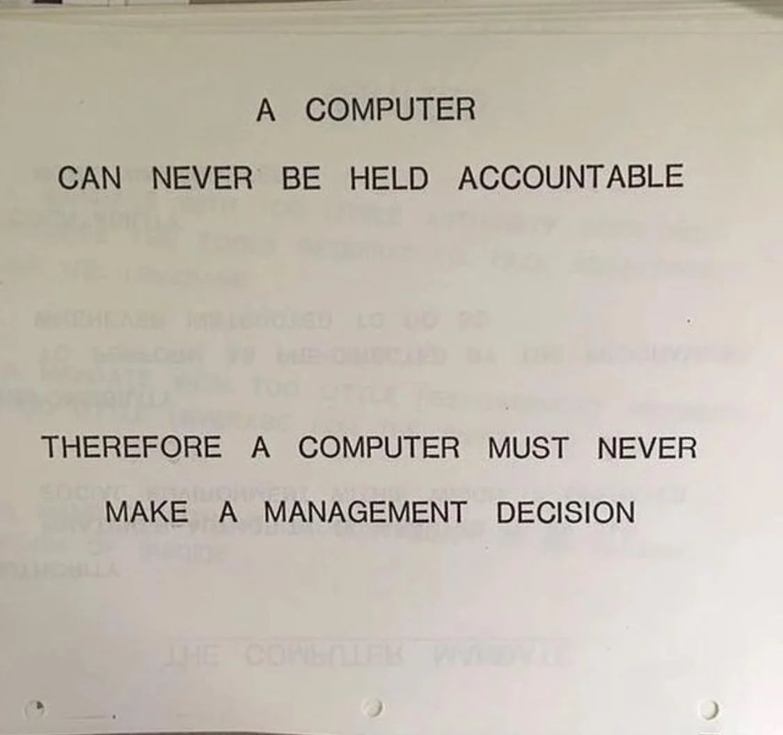 tiberiusfiles's tweet photo. IBM, 1979. We’re regressing at a rapid pace. https://t.co/eAI0CpnNrN