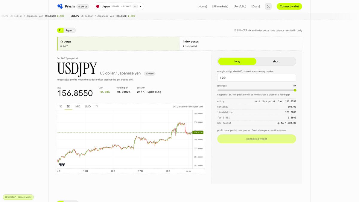 prysmlol's tweet photo. How Prysm works:

1. Connect a wallet &amp; deposit USDG.
2. Pick an FX or index market.
3. Choose Long/Short, margin &amp; leverage.
4. Review the ticket and sign.
5. Manage positions in Portfolio. https://t.co/nUa5xmEf2u
