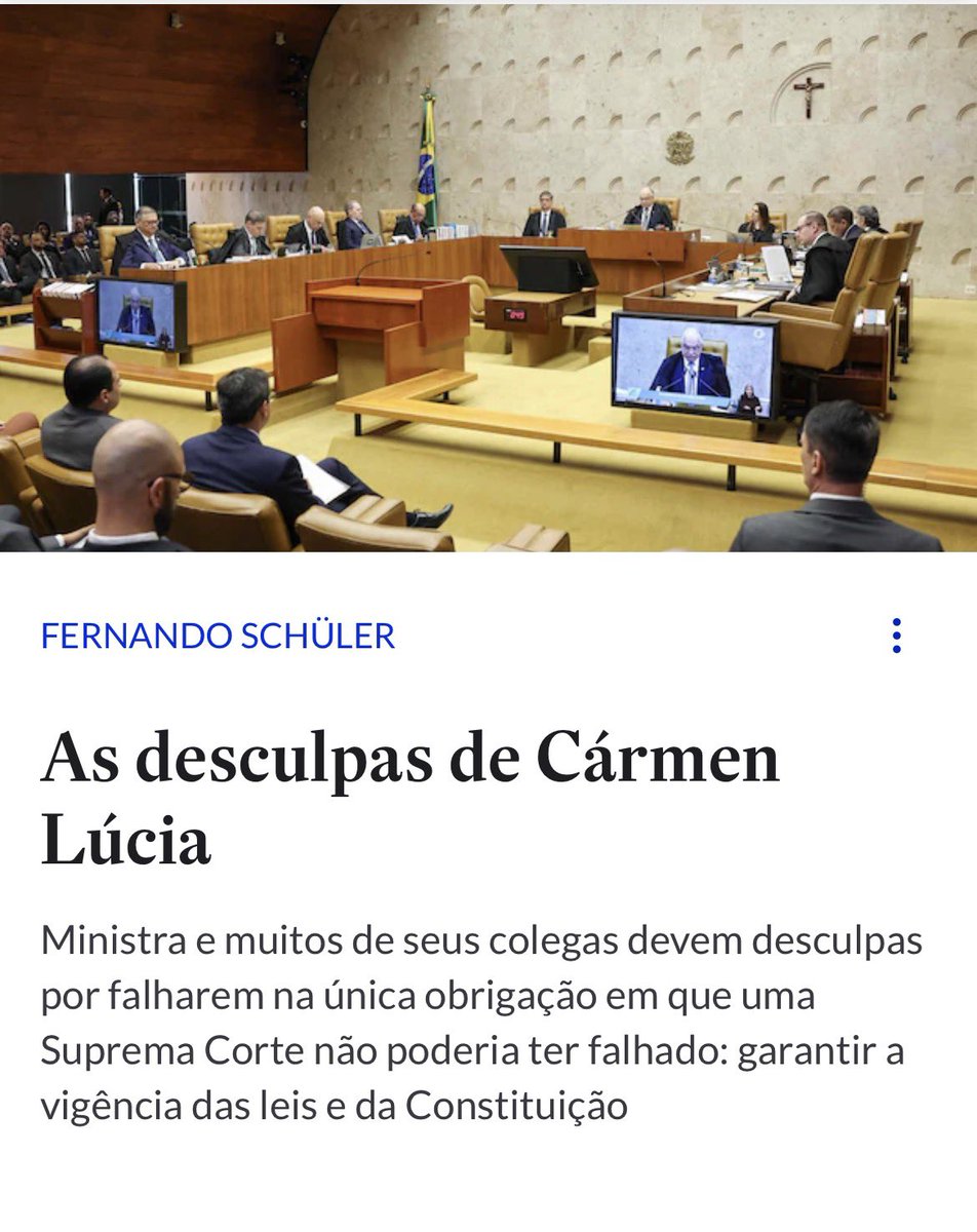 mauad_joao's tweet photo. Fernando Schuler, gigante! 👊👏

“Peço desculpas ao povo brasileiro, que talvez tenha esperado de mim uma postura diferente”, disse a ministra Cármen Lúcia, em um dos momentos mais curiosos da sessão do STF. Por um instante, imaginei que a ministra iria emendar algo como “desculpa pelos desvios éticos”, ou quem sabe “pela nossa recusa de investigar qualquer coisa”, ou ainda um “por estes sete anos de inquérito das fake news”. Mas não. As desculpas eram por “não ter ajudado a acalmar as coisas” no Tribunal. A ministra critica a “espetacularização” e produz ela mesma seu pequeno espetáculo. E é incrível que ele funcione. (…)

As cisões internas e o espetáculo de maus-modos de seus integrantes não são o problema do Supremo, como sugere a ministra. Se fosse isto, um bom curso de boas maneiras resolveria o problema. O problema central é o STF ter se convertido, ele mesmo, em um poder destituído de limites. Na prática, fora do sistema de freios e contrapesos da República. Foi assim quando, há dez anos, o País assistiu à Constituição ser “relativizada”, com a manutenção dos direitos políticos da presidente destituída, no impeachment. Foi assim em 2019, quando se criou o inquérito sobre fake news com base em um artigo do regimento da Corte falando em infrações cometidas na “sede” do Tribunal; foi assim quando a própria ministra mandou pelos ares a vedação à censura prévia, apoiando em 2022, a proibição do lançamento daquele documentário irrelevante sobre o atentado ao ex-presidente. Depois disso, vivemos nosso longo transe de exceção. As pessoas sem foro julgadas no Supremo, a censura prévia em larga escala, a quebra da imunidade parlamentar. E mesmo, de modo particularmente ridículo, do sigilo de fonte, por estas semanas. Definitivamente, o problema do Supremo está longe de ser o bate-boca, as referências à máfia, a enrolação sobre o tal “código de ética” e mesmo a procrastinação de um pedido de vistas sem sentido e igualmente bem “dramatizado”, de Flávio Dino. 

O fato é que há um longo caminho à frente. O fórum Brasil Adiante, organizado pelo Estadão, identificou questões muito simples que nossas instituições – se tivessem alguma coragem – poderiam enfrentar. Uma delas é disciplinar as decisões monocráticas. A imagem da guerra de decisões entre os ministros, em direções opostas, à revelia de qualquer decisão colegiada, que deveria funcionar como regra na Corte. Isto vem de longe e tem ajudando a converter o Congresso em um poder algo irrelevante. Poder que aprova a lei da “dosimetria” e, ato seguinte, observa inerte esta mesma lei simplesmente ir para uma gaveta, por tempo indeterminado, por uma simples decisão monocrática no Supremo. 

Não acho que a ministra ou muitos de seus colegas devam desculpas pela “intranquilidade” no País na última semana. Mas pela lógica de exceção criada no Brasil nos últimos anos. Não porque geraram algum “mal-estar cívico” na sociedade, mas porque falharam na única obrigação em que uma Suprema Corte não poderia ter falhado, que é garantir a vigência das leis e da Constituição.”