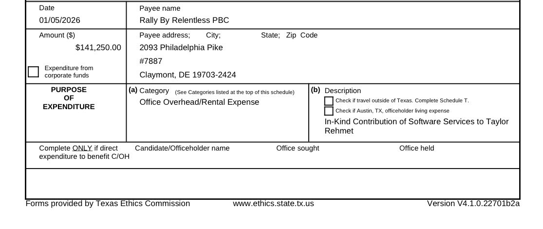 FredTateTX's tweet photo. George Soros has contributed $7.45 million to Texas Majority PAC across aggregated TEC Reports.

And the TEC filing we posted earlier shows Texas Majority PAC reported spending $141,250 with Rally By Relentless PBC for “In-Kind Contribution of Software Services to Taylor Rehmet.” (@TaylorRehmetTX)

When a PAC backed by millions in Soros & other out-of-state Democrat money is now at the center of allegations involving payments tied to illegal voter organizing, the funding trail deserves scrutiny.

Follow the money. Show the receipt. @TCGOP @TexasGOP #TxLege 
https://t.co/aKCGIa0SwO