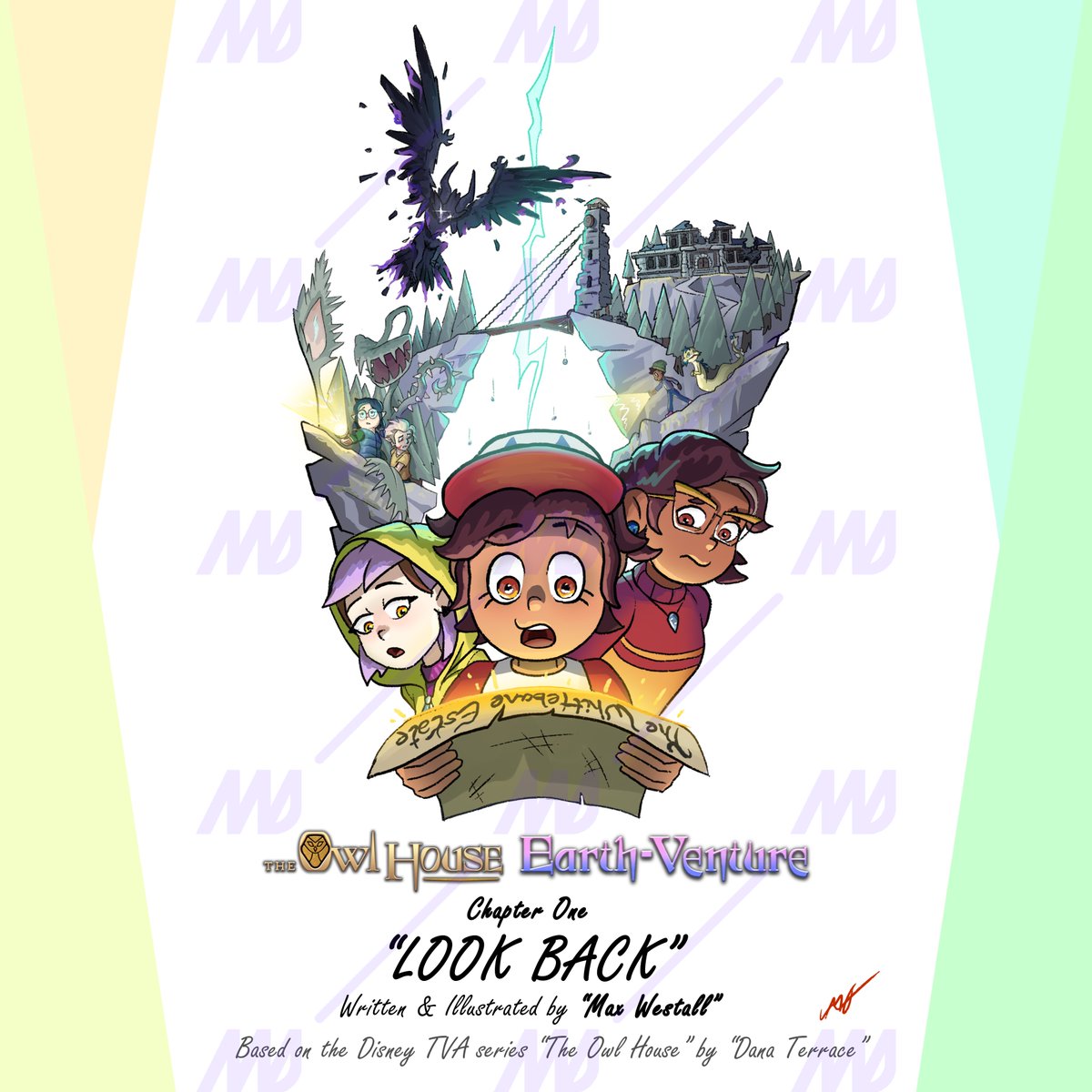 MaxWestall's tweet photo. "The Owl House: Earth Venture": a 15 episode illustrated script series that I'm writing to fill the time skip between season 2 &amp; 3
 Follow my Instagram accounts for more details:
https://t.co/b16QAUHOFk
https://t.co/jMFzM4yBZG

#theowlhouse #theowlhousefanart https://t.co/1lRzLzqpvM