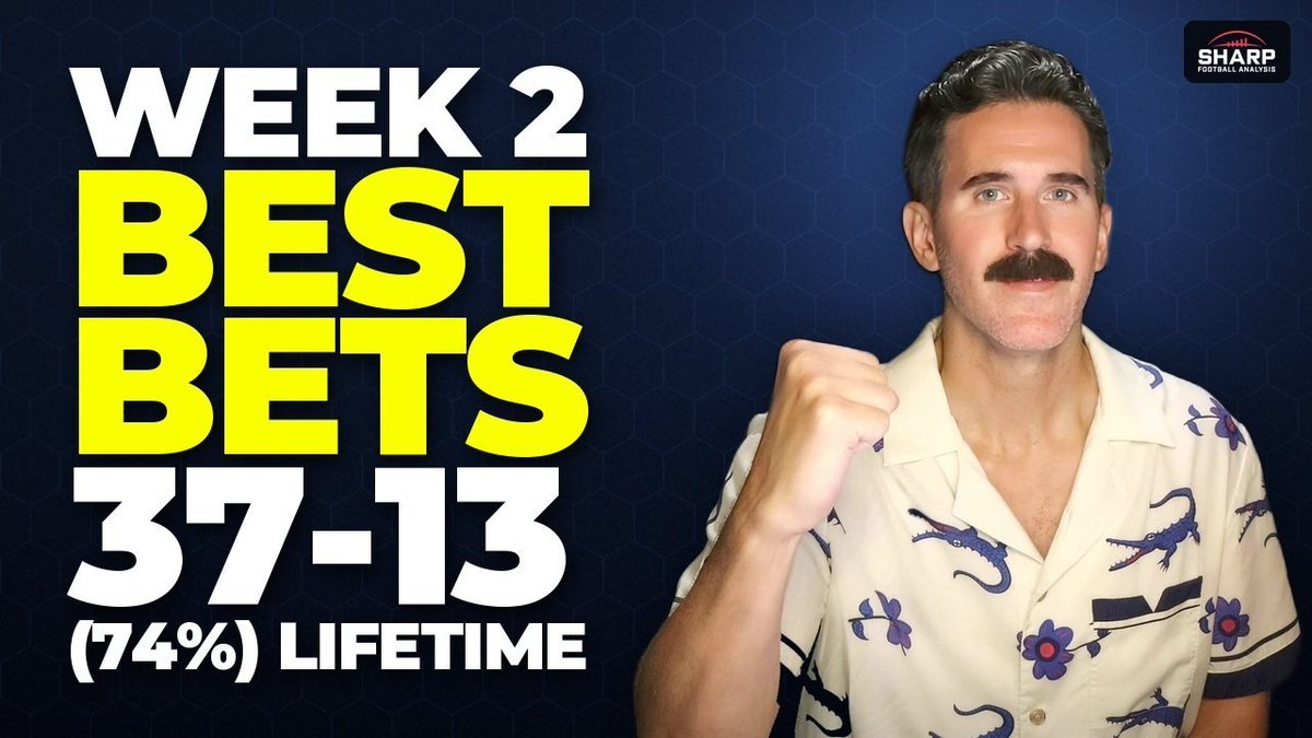 SharpFootball's tweet photo. NEW Week 2 Prediction Show!

NFL best bets
NFL ref analysis &amp; best ref bets
Props best bets
College Football best bets 

📺: https://t.co/MgpkYbSI2K

don't miss it https://t.co/wxxrBI2SRj