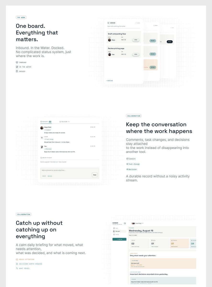 miracleui_'s tweet photo. Harbor’s landing page is a story of its product. ✨✨ Case study next. https://t.co/aOEfsCq1Kh