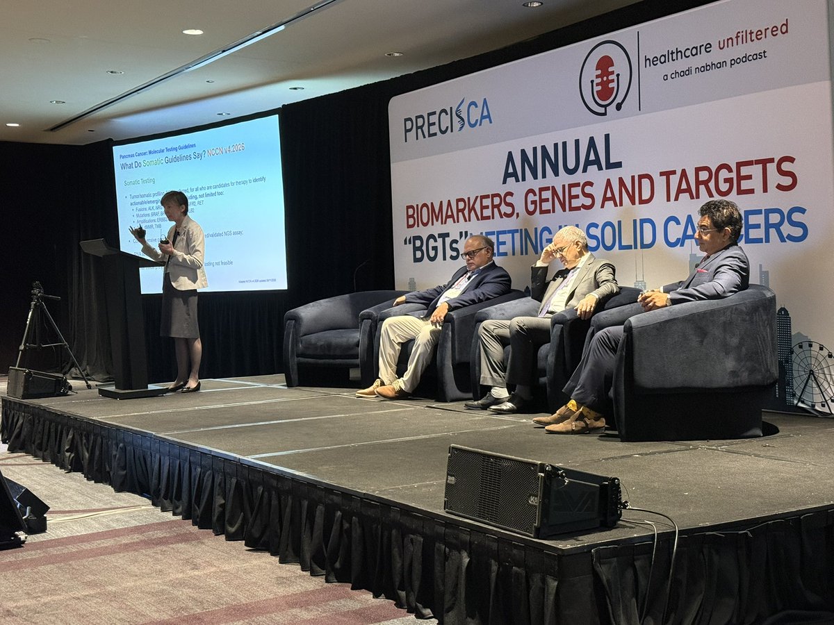 chadinabhan's tweet photo. Day 2 of #BGT2026 with @EileenMOReilly telling us the exciting news on pancreatic cancer. 
@cancerassassin1 @BasselElRayesMD @GABOUALFA 
MRD debate soon - @BalazsHalmosMD https://t.co/tg4sAeJ0aq