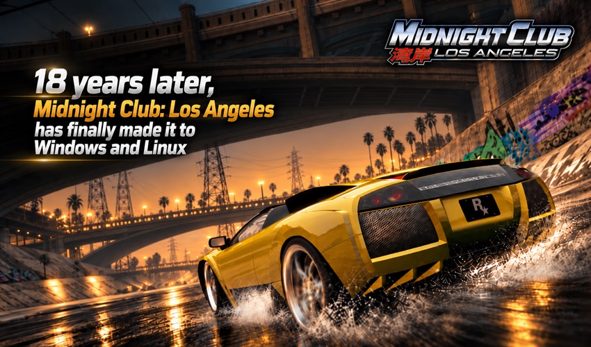 AmigamagazineGA's tweet photo. 18 years later, Midnight Club: Los Angeles finally comes to PC! Rockstar's open world street racer gets an unofficial Windows and Linux port. #MidnightClub #RetroGaming https://t.co/RziuI8u2Jy https://t.co/VfrIBv8o19