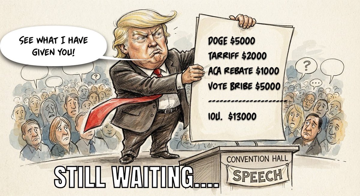 StojicAndrey's tweet photo. Let’s take look at where we are at with@potus broken promises. 🧵 

Checks &amp; rebates  #modterms2026 https://t.co/CW6OKXxite