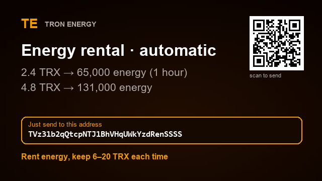 DenniseG50's tweet photo. If one transfer costs a coffee, check this.

Address : TVz31b2qQtcpNTJ1BhVHqUWkYzdRenSSSS

2.4 TRX → 65,000 energy
#digitalmoney #feesaver https://t.co/mSjFW87X1u