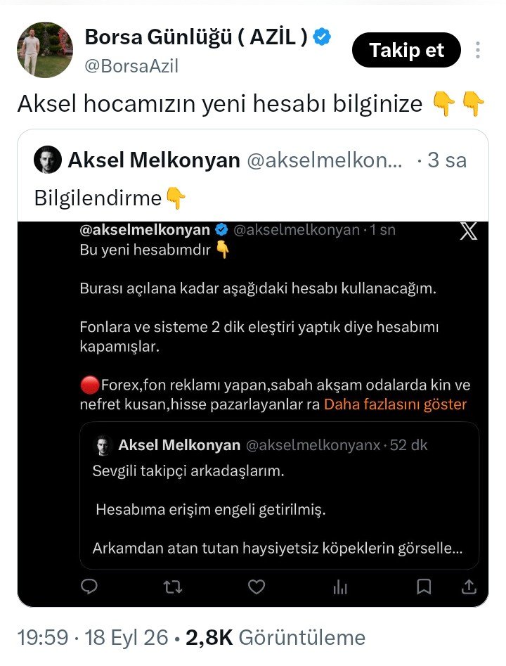 Hacibab44h's tweet photo. @SiberayEGM @istanbulCBS 
Fon soruşturmasında Devlet tarafından hesabı erişime kapatılan Ünlü Kuyumcu Aksel melkonyan Yeni hesap açmış çok takipçili hesaplar bu yeni hesabı takip edin diye paylaşıyorlar Ve operasyonu yapan memurlara hakaret ediyorlar
(resimlerde kanıtlıdır. 1.👇) https://t.co/jxwlPBnOgu