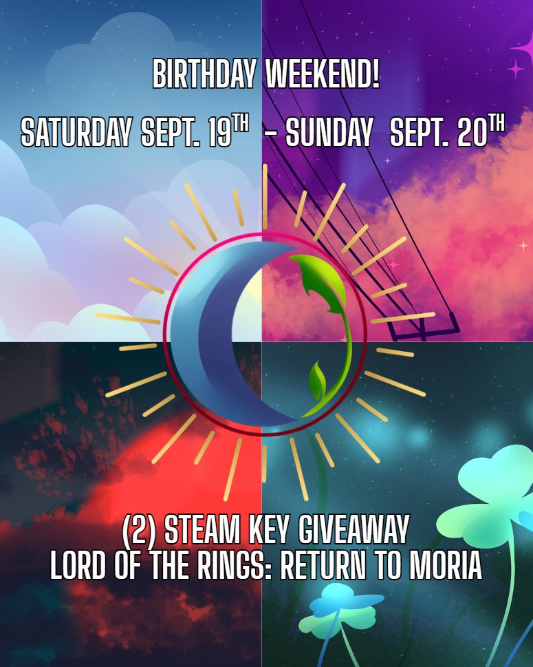 SovTriumvir's tweet photo. Its our Birthday Weekend! Join us today at 10AM Pacific for a chance to win a Steam game key!! Saturday we'll be searching for Alpha Pals in Palworld with DJ  See you all in chat!! #pngtuber #twitchstreamer #palworld  #lordoftherings #livestream #indiegame #blerd #vtuber https://t.co/B6Txov9Q5v