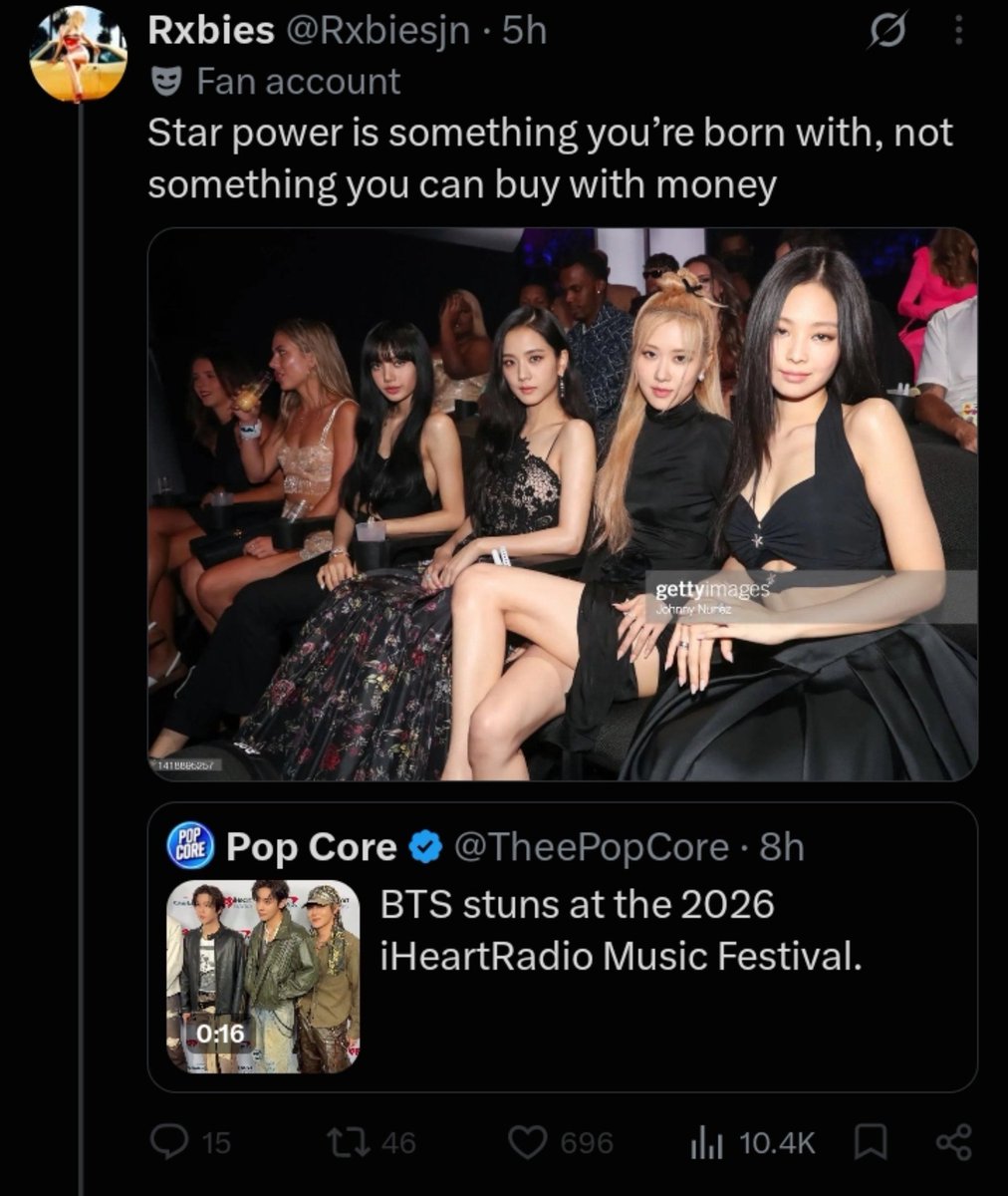 jacks0nseven's tweet photo. Jennie fans talking about "star power" 😭 https://t.co/F6YW4pqYAS