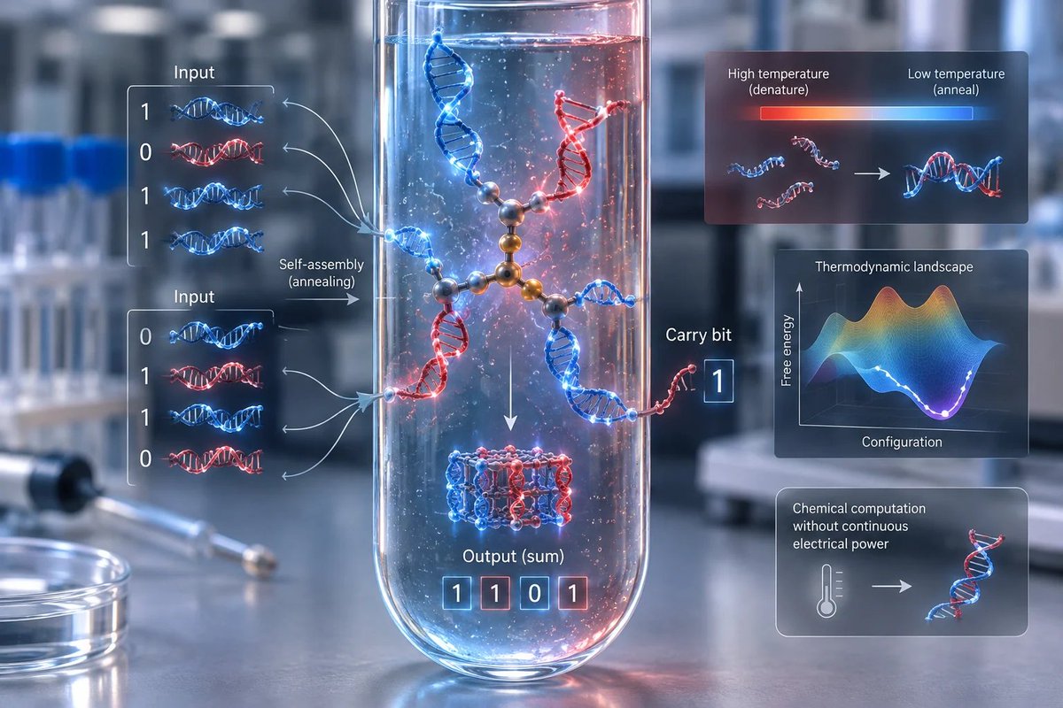 windowsforum's tweet photo. 🧬 DNA computers can now add two 25-bit numbers in a test tube—but “100-bit computation” is doing some heavy lifting. Still, self-assembling arithmetic is a wild glimpse at computing’s molecular future.
https://t.co/PNvqJNV9Gk
#DnaComputing #MolecularComputing https://t.co/VhqRh3FZ0T