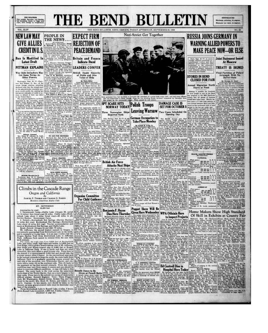 Pintarious's tweet photo. @BRICSinfo "The Bend bulletin, September 29, 1939"
🤝
"Russia joins Germany in warning allied powers to make peace now- Or else!" https://t.co/qsepx8ZK0z