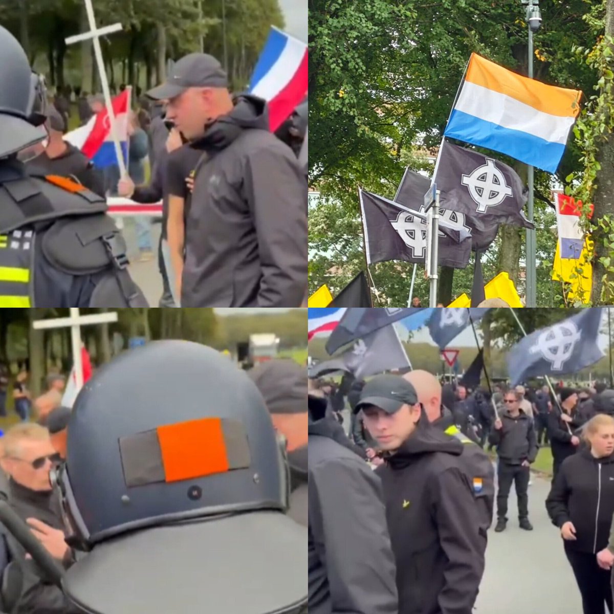 RadioGenoa's tweet photo. Dutch patriots with Christian crosses oppose Islamic invasion of Europe. There is an religious conflict in Europe; we have been saying this for three years, yet many still haven't understand it. https://t.co/w6L5pdqYBH