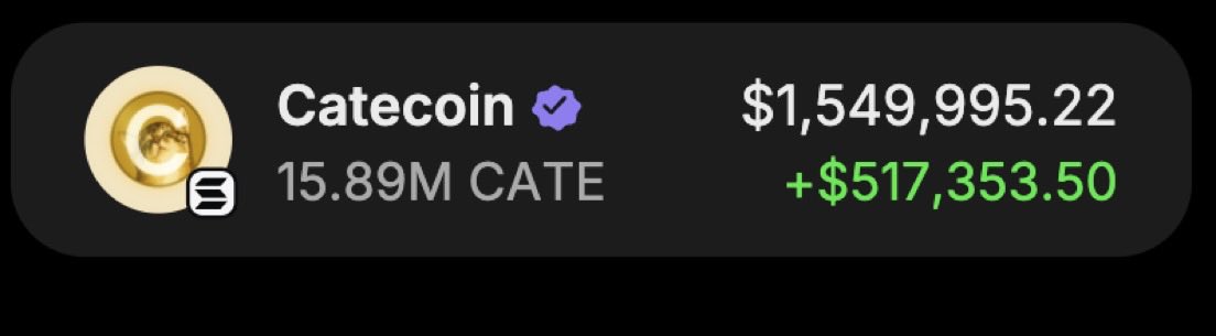 AlphaAgentcall's tweet photo. I can't believe a $CATE retired me...

what a great way to start the bull run. I love it when I find plays like this.

when I activate degen mode, everything becomes so easy.

$5,000 -> $1,500,000

ez 🥱 https://t.co/yPnRfTme3X