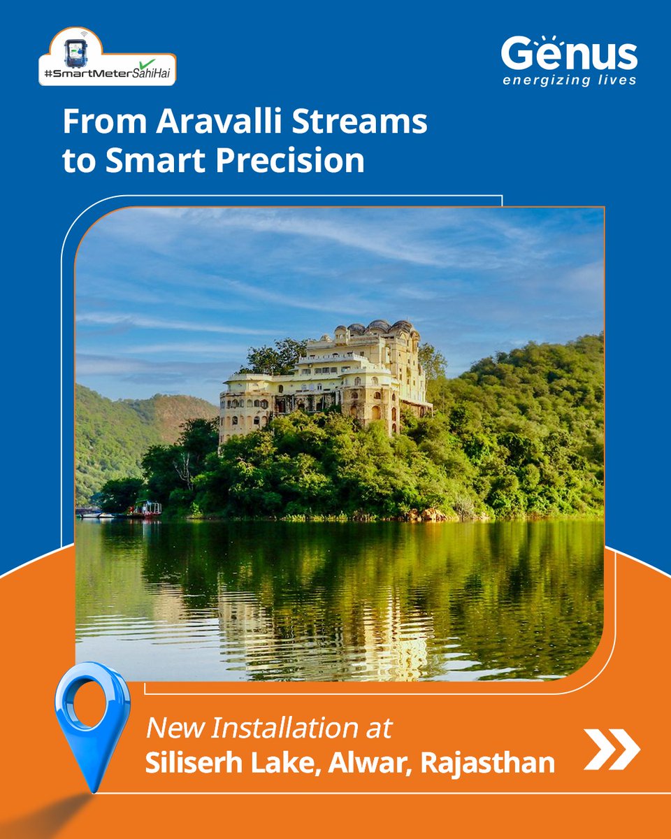 genuspower's tweet photo. Built as a historic lifeline for Alwar, Siliserh Lake seamlessly weaves royal vision with natural beauty. Created in 1845 by Maharaja Vinay Singh to supply water to the city, the lake remains a cornerstone of the region’s landscape. Today, it stands surrounded by lush greenery, local wildlife, and the majestic Siliserh Lake Palace.

We are proud to announce our latest smart meter installation at Siliserh Lake. Bringing greater visibility to energy consumption at this iconic destination, the installation enables a more informed understanding of energy usage and supports better monitoring across the complex.

A step towards bringing smarter energy management to a landscape where water has shaped both its history and its identity.

@JVVNLCCare
@cccavvnl
@AvvnlPro
@ccc_jdvvnl
@RajCMO
@RajGovOfficial
@RajSampark
@BhajanlalBjp
@Bhajanlalofc
@PVVNLHQ
@MVVNLHQ
@PuVVNLHQ
@dvvnlhq
@KESCoHQ 

#SiliserhLake #RajasthanHeritage #IndianHeritage #SmartMetering #SmartEnergy #EnergyManagement #GenusPower #PoweringIndia