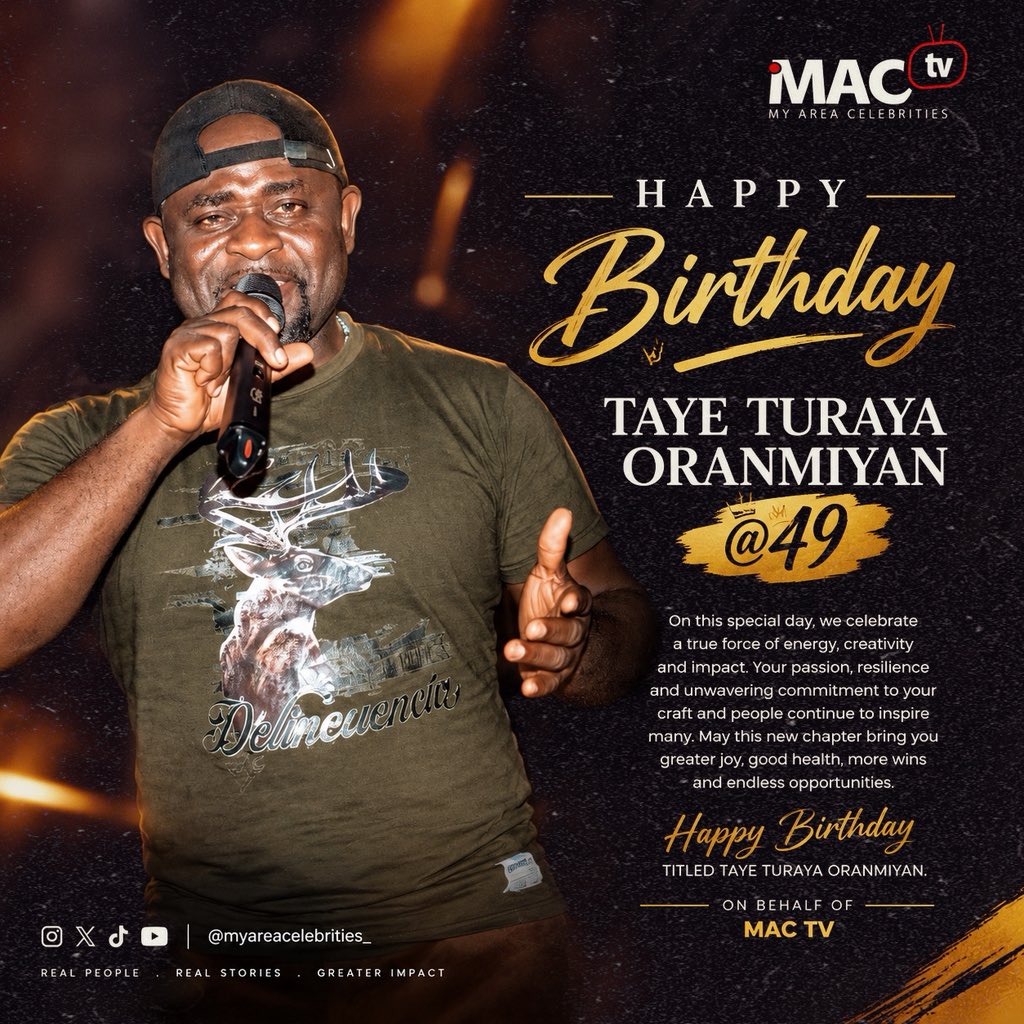 myareacelebrity's tweet photo. 🎉 HAPPY 49TH BIRTHDAY, TAYE TURAYA ORANMIYAN!🎂
From all of us at MAC TV — My Area Celebrities, we celebrate you today and always.

#HappyBirthday #TayeTuraya #TayeTurayaOranmiyan #MACtv #MyAreaCelebrities #49AndGreat #CelebratingLegends
Taye Turaya Oranmiyan https://t.co/sWIwOwcwLj