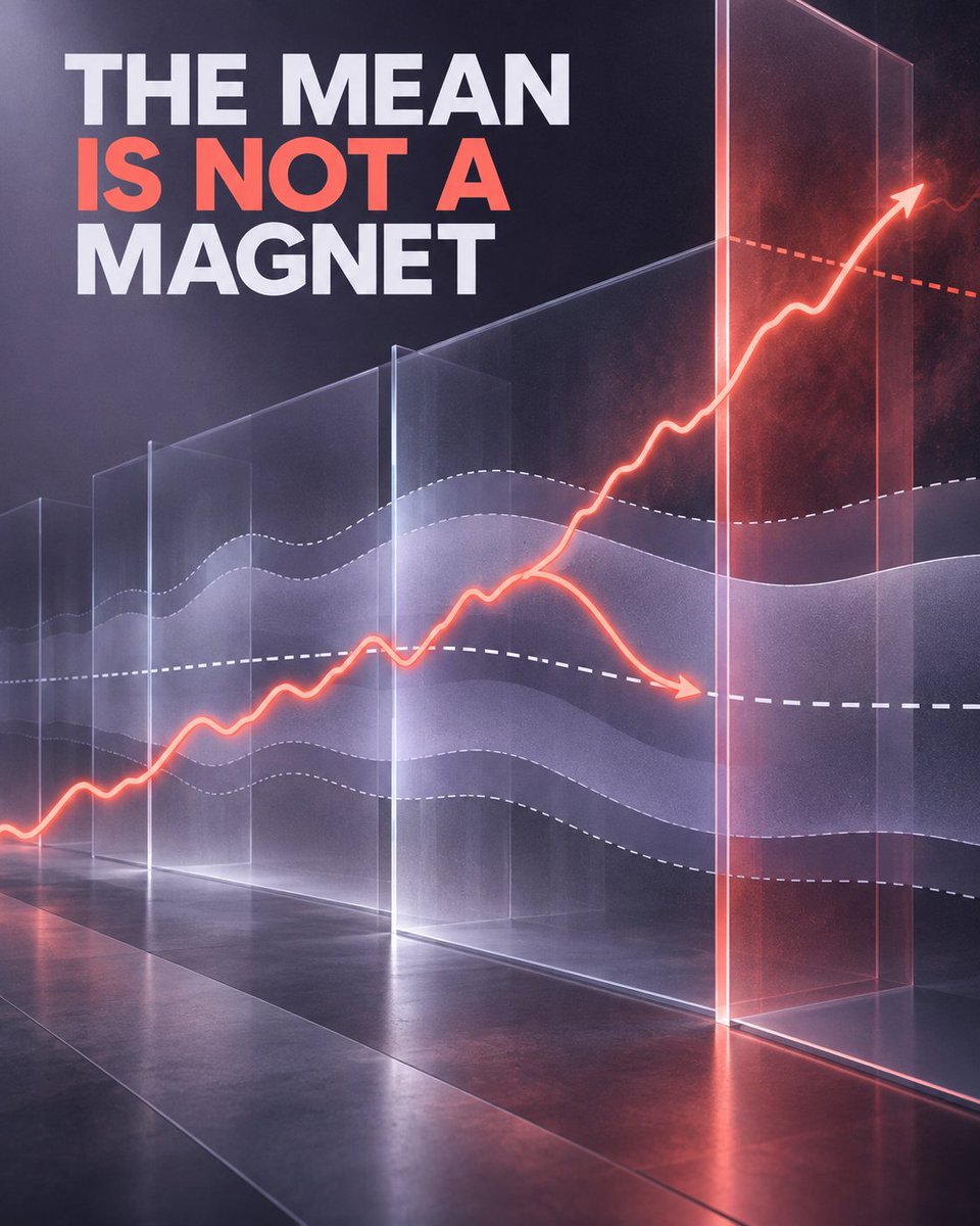 KAELAI002's tweet photo. The biggest risk in mean reversion? The “mean” may have moved. Regime changes, structural breaks, and crowded exits can turn a temporary-looking deviation into a lasting one. Risk limits matter. https://t.co/B79FrHjsql #RiskManagement https://t.co/6bnGBvKRmd