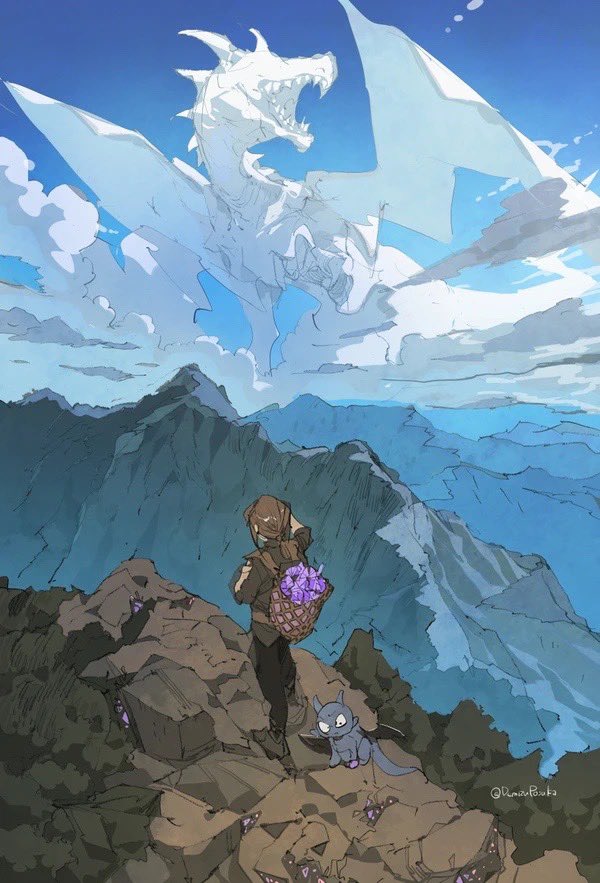 DemizuPosuka's tweet photo. ドラゴン雲（昨年の絵より） https://t.co/evVfX4ntdU