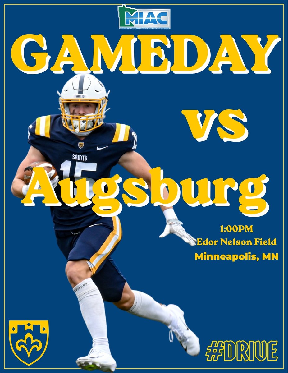 CSSSaintsFB's tweet photo. SAINTS GAMEDAY- We have our 2nd game of the season vs Augsburg.
 Location- Edor Nelson Field, Minneapolis, MN 
Kickoff- 1:00 PM
📺- https://t.co/LF2RaPsM2k
📊- https://t.co/mtsjige3sV https://t.co/H19VCJ0Woy