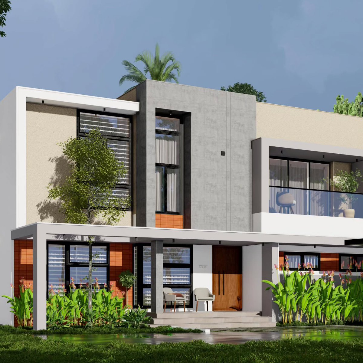 GilmaDicker5's tweet photo. Elara 
Area: 144 sqm 
Client: Sanjay &amp; Family 

A contemporary home blending clean architectural forms, warm textures, and tropical surroundings. Large windows provide natural light and ventilation, while the spacious porch and balcony offer https://t.co/4v9QTdsBWV