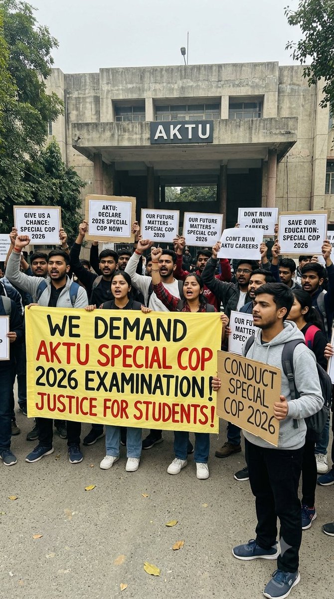Faisala9mz's tweet photo. Our future matters! We demand immediate declaration and schedule for AKTU Special COP 2026 Examination. Don't let our hard work go to waste! ✊📚

@AKTU_Lucknow  @UPGovt @Juberansari777 @archanasharmas6 @JavedMustafa_ 

#AKTUSpecialCOP2026 #AKTUStudents #ConductSpecialCOP #AKTU https://t.co/fDNXdTj2xI