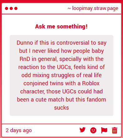 loopimay's tweet photo. It largely depends on what you see the UGCs as. Are they extensions of the characters, or cosplay props? I do think there is a difference between the masks themselves and separating Razzle &amp; Dazzle in canon, but I also understand why people were put off by them. https://t.co/7N16NDU5iW