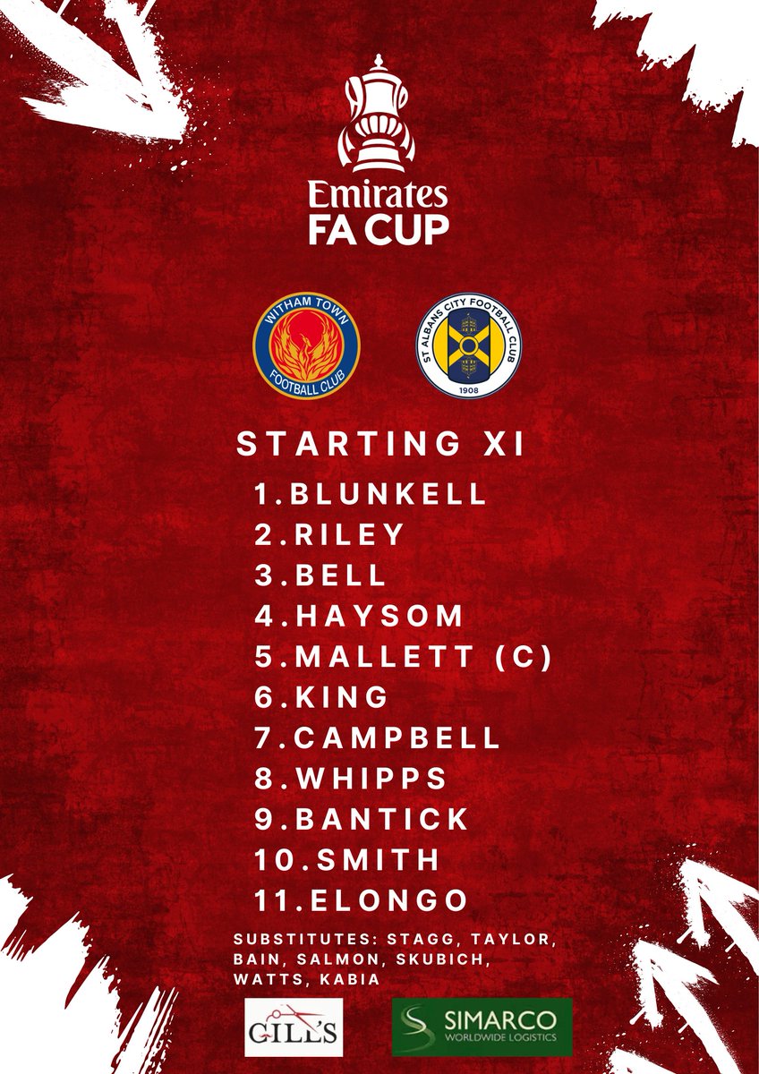 Withamtownfc's tweet photo. Your Starting XI to face St Albans City. https://t.co/keHVq1V1J2
