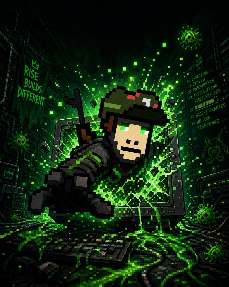 E_Monzzone's tweet photo. INFECTION REPORT // 001 🦠 

It started as a .jpeg. 

Then it began to breathe. 
The infection spread. 
Containment failed.

Now something from @RisePunks is living on the other side of the screen.  

I’m not asking to be infected. 

I think it already happened. 👾

@risechain https://t.co/vZdq8VtdhX