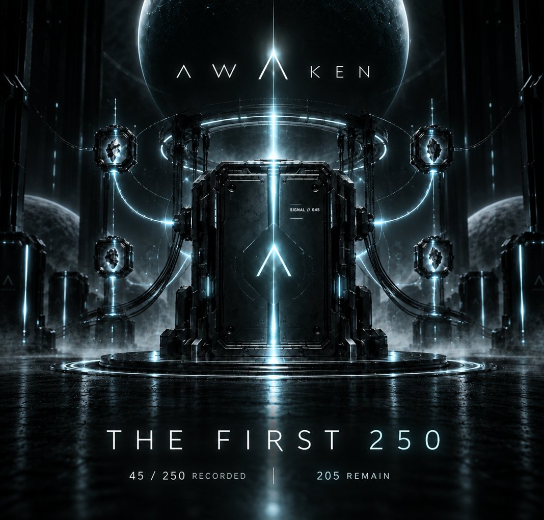 AwakenRH's tweet photo. You thought the signals were just part of the story. They weren’t.
45 / 250 have already been recorded.
The first 250 qualified Signals secure:
→ Guaranteed Mint Access
→ Priority Status
→ 1 FREE Genesis Mint
205 remain.
Once the First 250 is complete, this window closes.
If your Signal is already recorded, your place is secured.
If not, you’re still early — but not for long.
Signals were never meant to stay still.
Know an Operator who should be here?
Pass the signal on.
FIRST SIGNAL // UPDATE 001