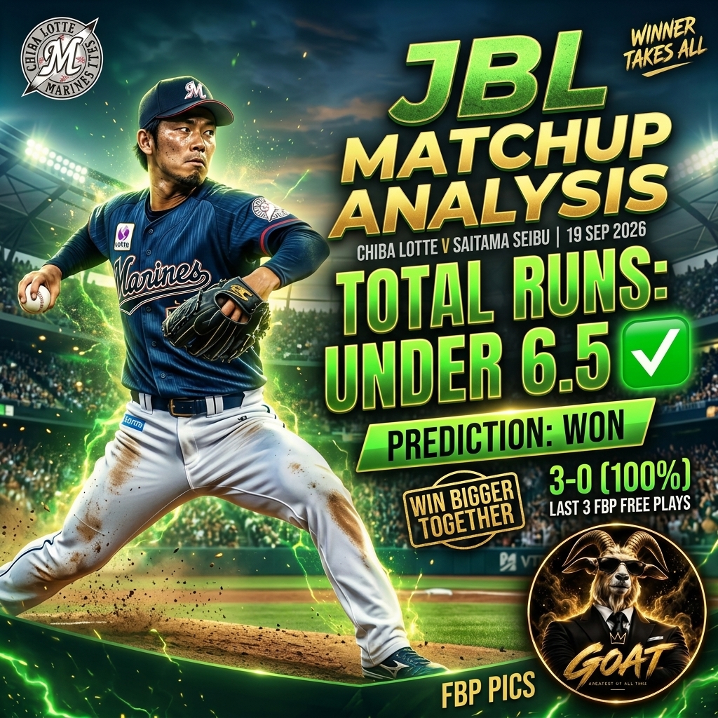 JaySeo4500's tweet photo. ANOTHER EASY CASH! 🔒💥💥

NPB: Chiba Lotte vs Saitama Seibu ⚾️ Total Runs Under 6.5 — CASHED!! ✅
Pure analysis. Pure results. Don't miss out on the next winning play.

🔔 Turn notifications ON &amp; join the channel now! 🚀
#NPB #BaseballPicks #SportsBetting #FreePicks #GOATPicks https://t.co/iPPYYHJ8ln
