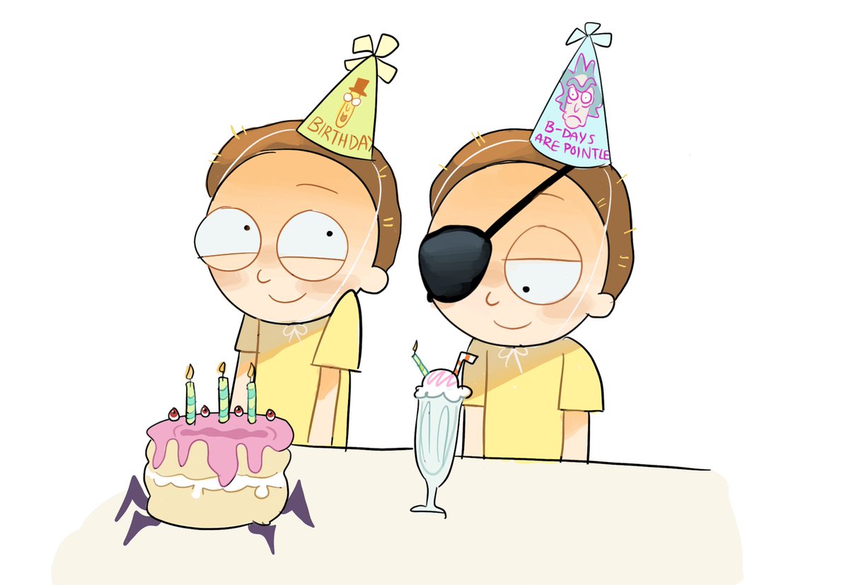 Zoghen_'s tweet photo. alright no one tell morty his birthday cake is alive https://t.co/MdUajApNLt