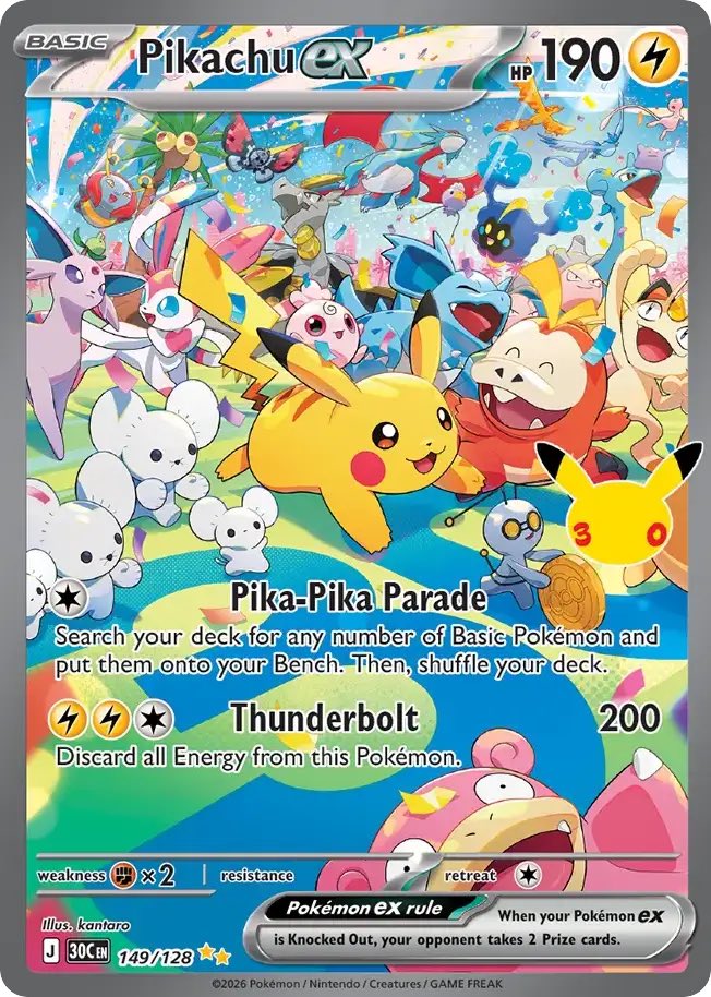 PokeCardPrice's tweet photo. Pikachu ex in 30th Celebration https://t.co/ixZEQlVxHp
