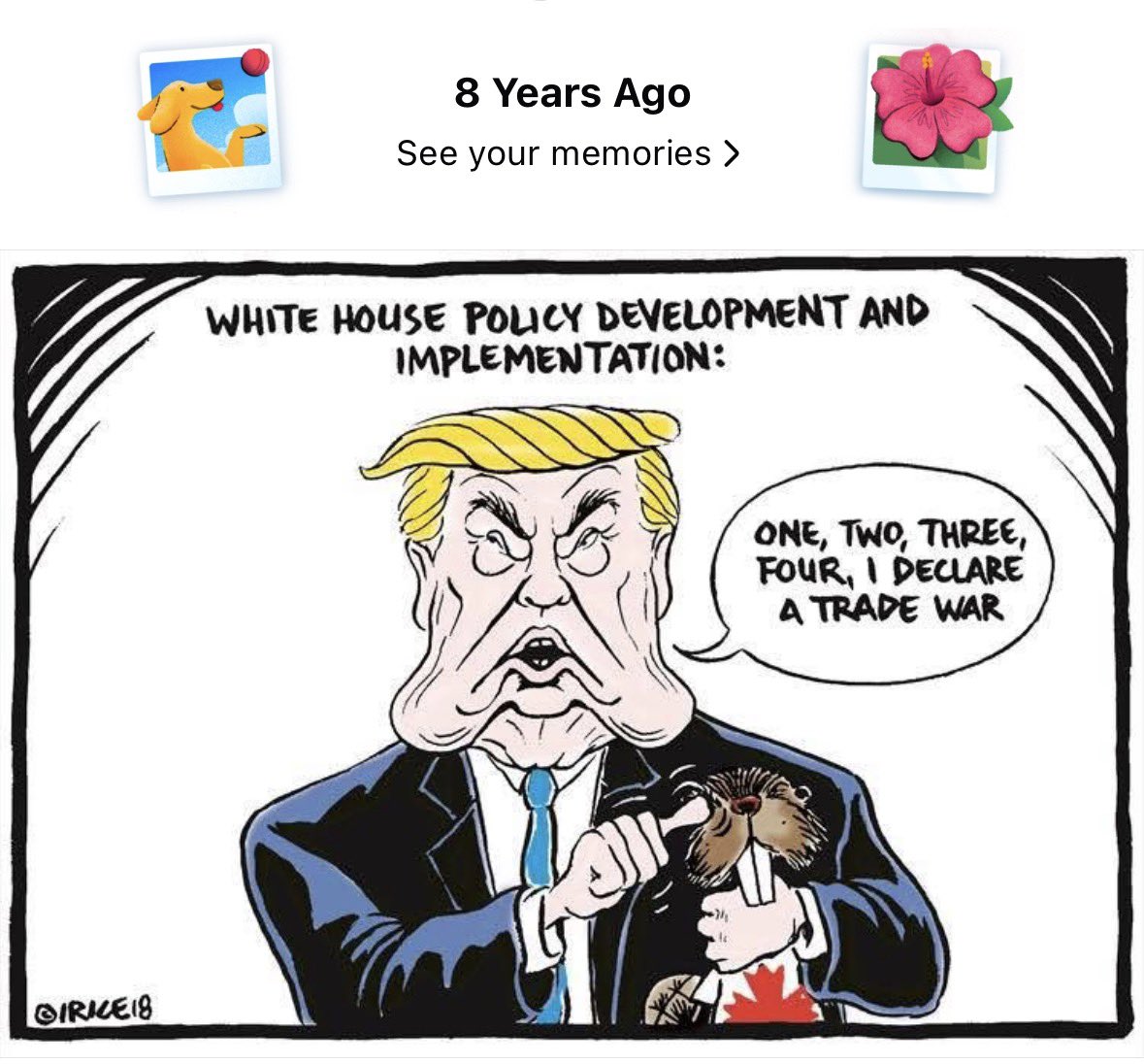 Rhys604's tweet photo. I was reminded on Facebook this morning that Trump has been harassing Canadians (and Americans) with tariff threats since 2018.
Same old tired playbook from Trump. 😬🤦♀️
#TrumpIsUnwell #uspoli #TrumpTariffs #TrumpTanksTheEconomy https://t.co/GobtqYrl5G