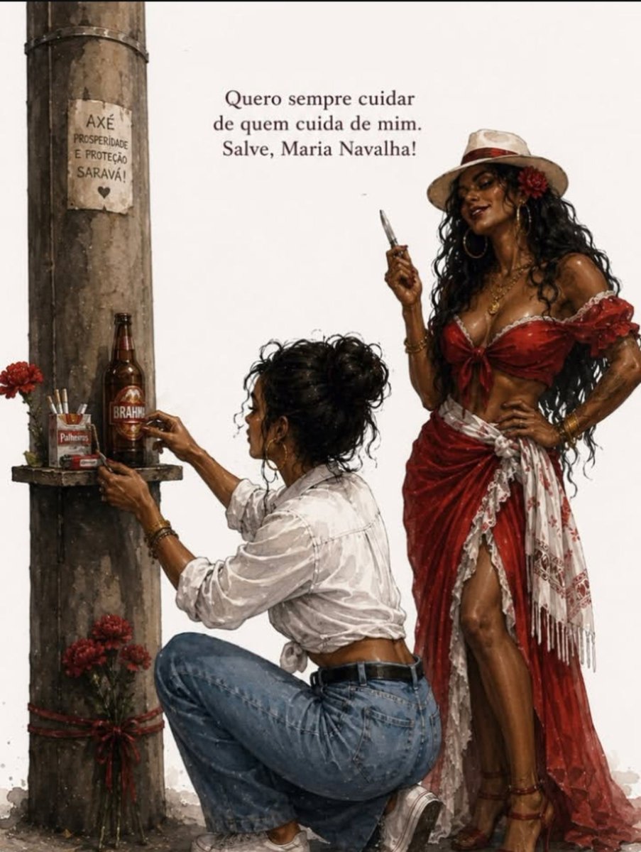 PerolaNegra011's tweet photo. Maria Navalha não me deixe andar sozinha , ponha rosas sem espinhos no caminho onde eu passar.
Oh pombogirê , oh pombogirá !
Faça um tapete de rosas, pra que eu possa caminhar .🥹

Salve a malandragem 🃏♥️♣️ https://t.co/eQvoJ8lSuY