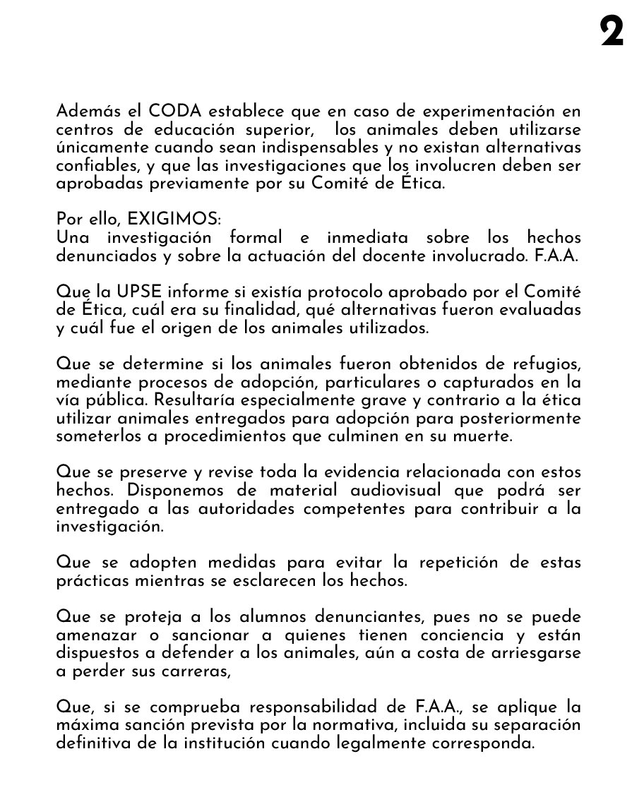 monikeke's tweet photo. Las Facultades de Veterinaria no pueden convertirse en carnicerías, en nombre de la “experimentación”.
@upse_ec Exigimos verdad, justicia, sanciones ejemplarizadoras.

Nuestros jóvenes necesitan ser formados con la ética como bandera. https://t.co/oakcpBxPsq