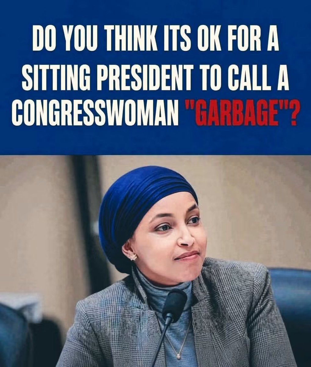 IvankTrumprl's tweet photo. DO YOU THINK ITS OK FOR A SITTING PRESIDENT TO CALL A CONGRESSWOMAN "GARBAGE"? https://t.co/0YUGrbPQ9Y