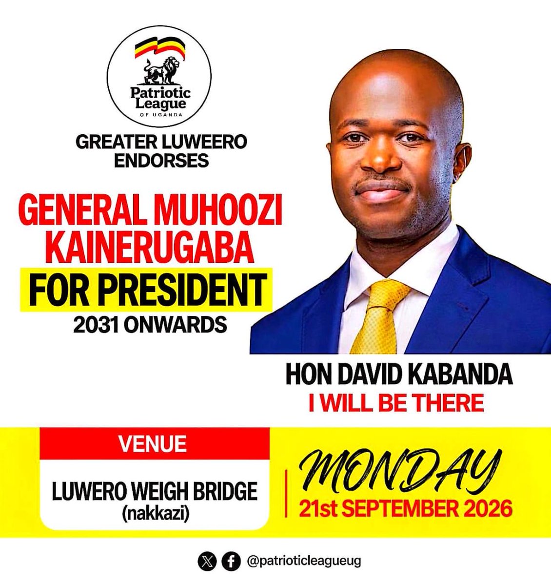 DaudiKabanda's tweet photo. Hello Greater Luweero, On Monday we are endorsing our Next President General Muhoozi Kainerugaba. https://t.co/lDKqLdjzca