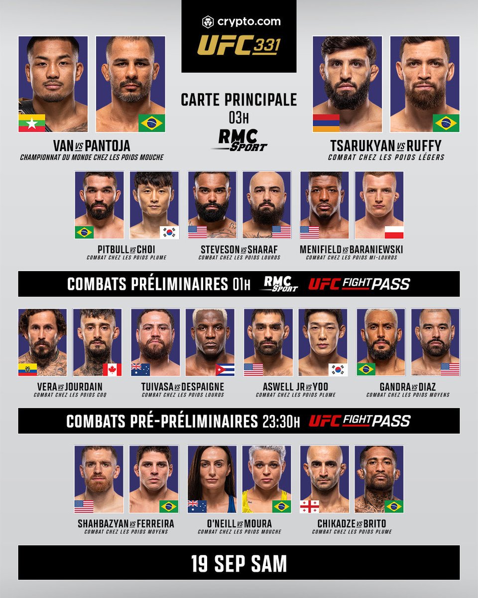 MMArena_'s tweet photo. LA CARTE #UFC331 DE CETTE NUIT 🏆 https://t.co/LblQ8ed8t9