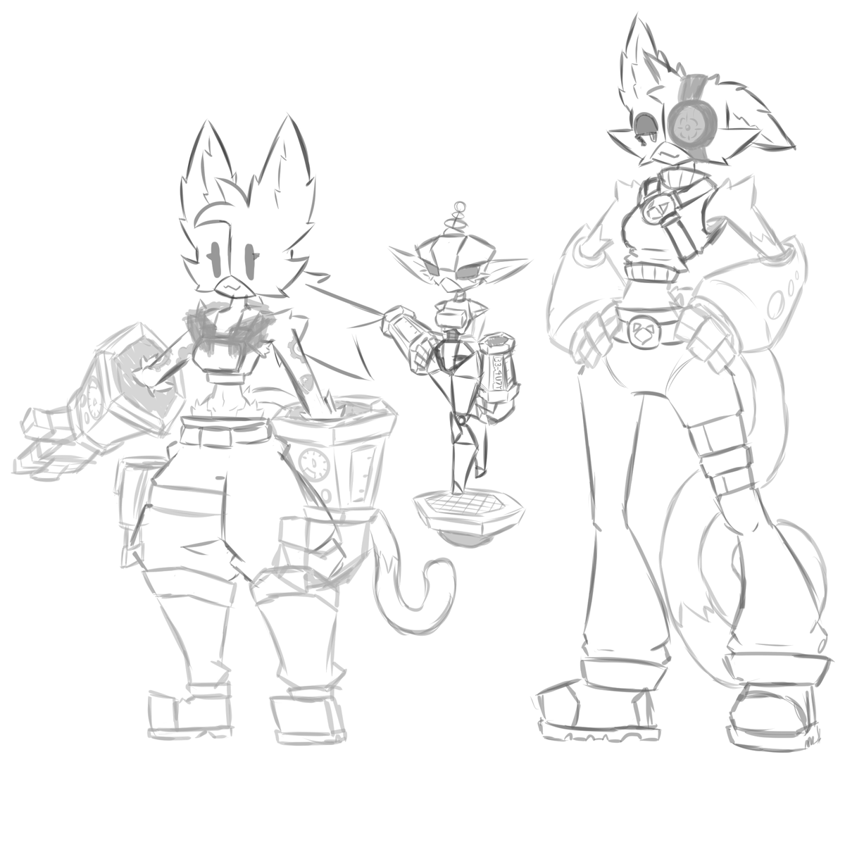 Nix_Mojo's tweet photo. Tried redoing the designs for Cate Meowdy and Meow Skulls form before

Cate is Scapper that loots old space vessel, in the middle of looting she finds a strange bot
Meowskulls is trader that Cate sells the scrap too, she ends up assisting Cate with the bot
#FortniteArt #WIP #AU https://t.co/zDXocOd4vT
