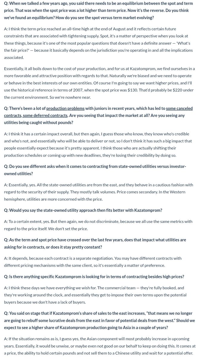 quakes99's tweet photo. Kazatomprom Executive on the #Uranium Miner's Contracting Strategy, #Nuclear Fuel Cycle Expansion👥🇰🇿⚛️⛽⛏️ New insightful interview by EnergyIntel at the London WNA symposium.🤠🐂 https://t.co/9e2Tx0np5e https://t.co/gwGHuiQiOq