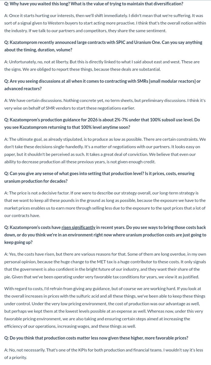 quakes99's tweet photo. Kazatomprom Executive on the #Uranium Miner's Contracting Strategy, #Nuclear Fuel Cycle Expansion👥🇰🇿⚛️⛽⛏️ New insightful interview by EnergyIntel at the London WNA symposium.🤠🐂 https://t.co/9e2Tx0np5e https://t.co/gwGHuiQiOq