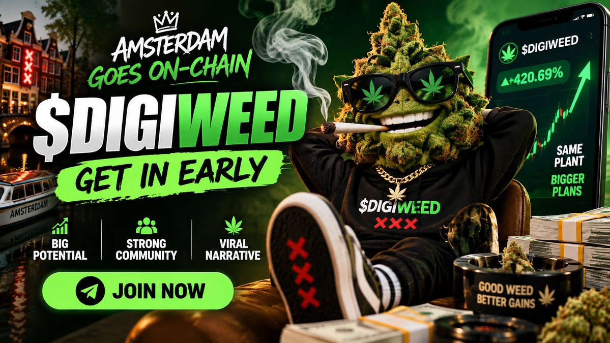 mrshibawhale's tweet photo. 🚨🌿 $DIGIWEED — THIS ONE IS GETTING ON MY RADAR! 🔥

Just spotted $DIGIWEED on Solana and the meme energy here definitely caught my attention. 👀🚀

Fresh project, bold concept, and a community that’s starting to build. 💎

If you’re looking for fresh Solana launches, take a look at $DIGIWEED and decide for yourself. 📈🔥

🐦 X: https://t.co/bQpgtR52Ej
💬 Telegram: https://t.co/AypTTRjvzc

🛒 Buy: https://t.co/nKmUUInGMT

📌 CA:
"B8GVuMrz1zuGq2wPgCogVsVCnCtT7zhBqrCKWnFKpump"

DYOR. NFA. 🤝

#DIGIWEED #Solana #Memecoin #Crypto 🌿🚀