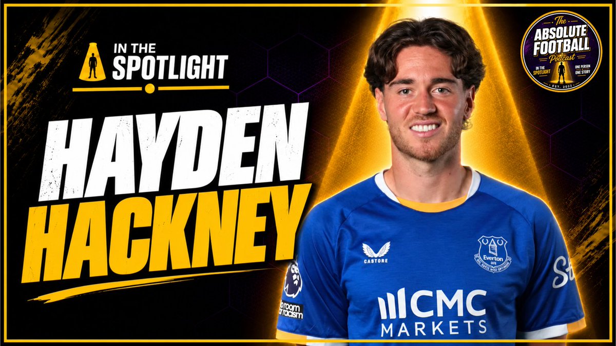 absoluteballpod's tweet photo. 🔦 IN THE SPOTLIGHT — EPISODE 12!
This time, Hayden Hackney of Everton goes In The Spotlight.

Middlesbrough academy ➡️ captain ➡️ Championship Player of the Season ➡️ Premier League.

Now comes his biggest test yet.
🎙️ @SamAbsoluteFBL  and @CharxRafc  take a closer look.

📺 WATCH NOW 👇
https://t.co/q5n8AFki2I
#HaydenHackney #Everton #InTheSpotlight